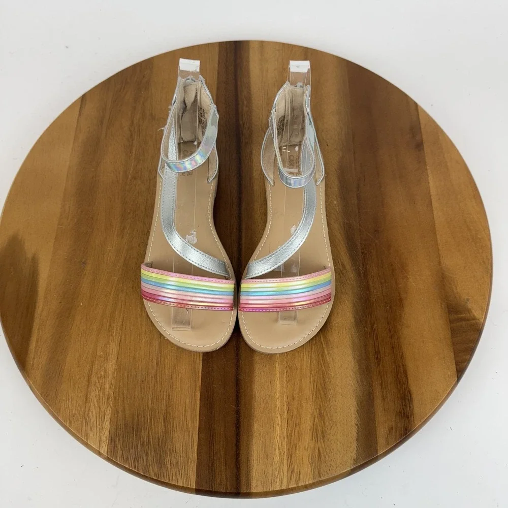 New‎ Big Kids Girls Harper Canyon Matilda Stappy Rainbow Silver Sandals Size 1 Y